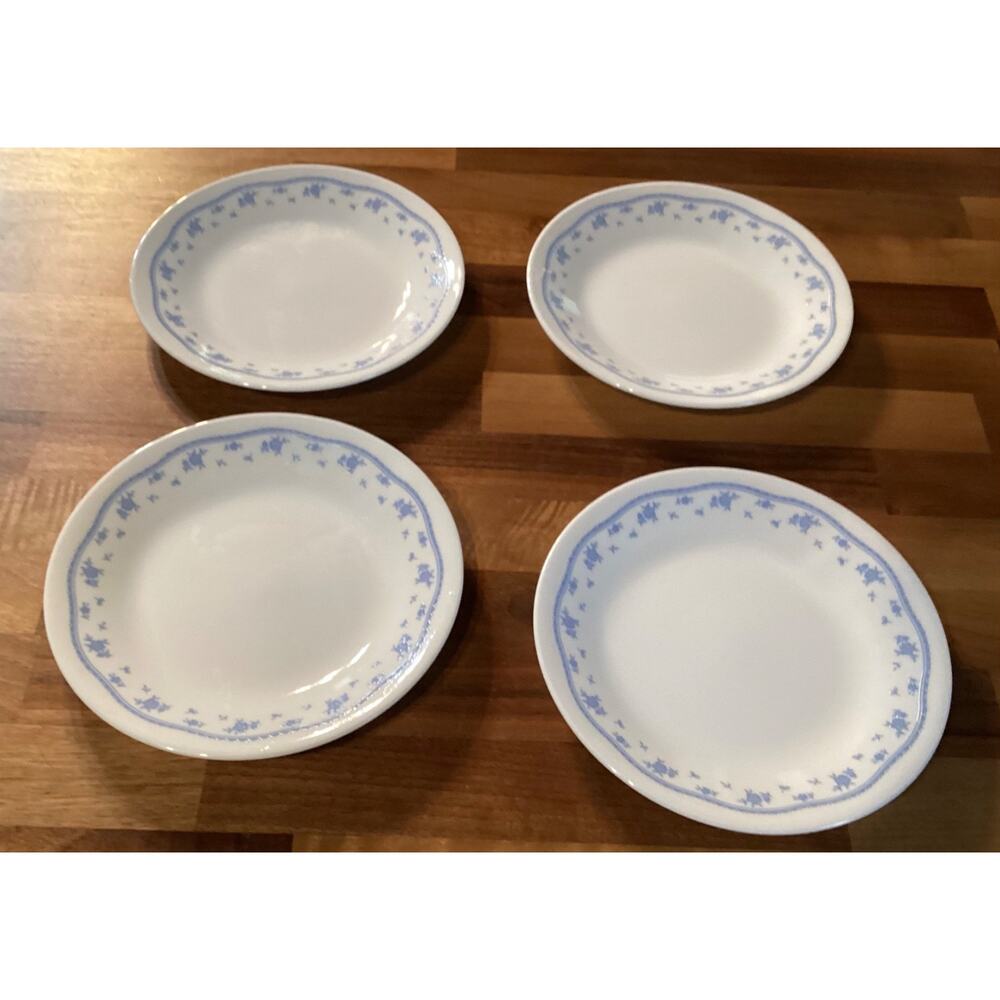 Vintage Corelle MORNING BLUE 6.75” Bread Butter Dessert Plates Set of 4